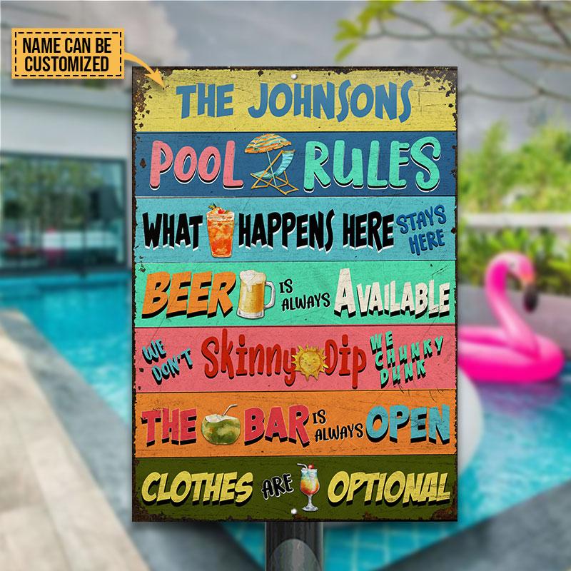 Personalized Swimming Pool Rules Stays Here Customized Classic Metal Signs Teehall Live