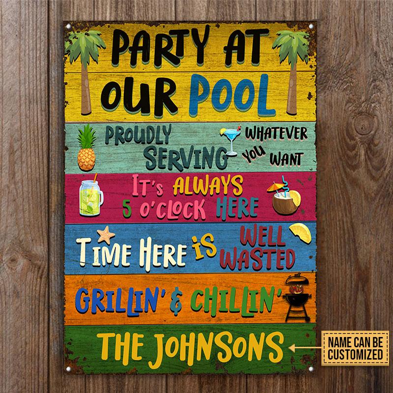 Swimming Pool Party Custom Classic Metal Signs, Pool Decor, Outdoor