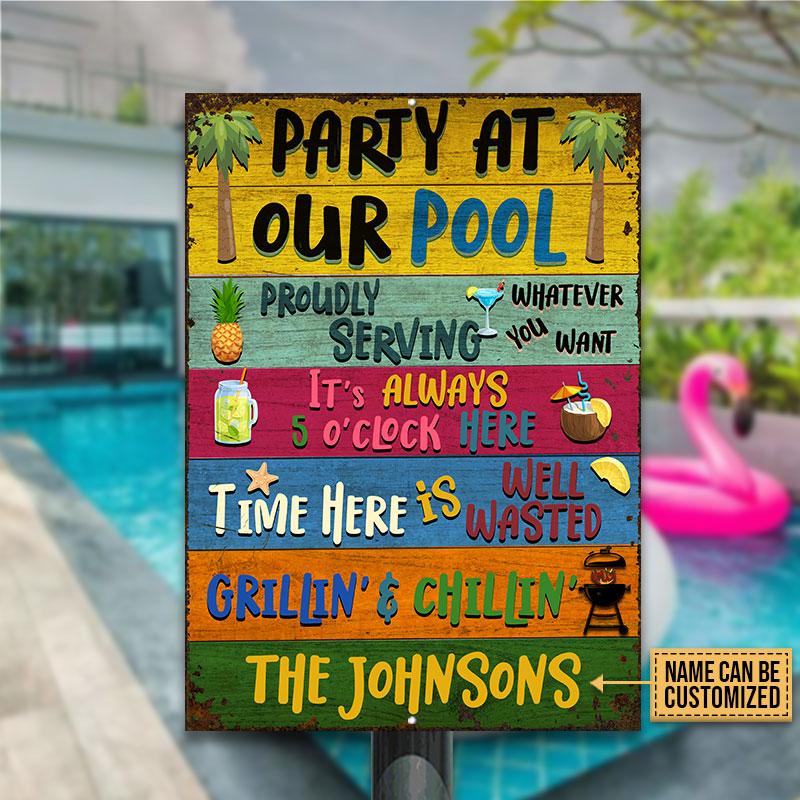 Swimming Pool Party Custom Classic Metal Signs, Pool Decor, Outdoor