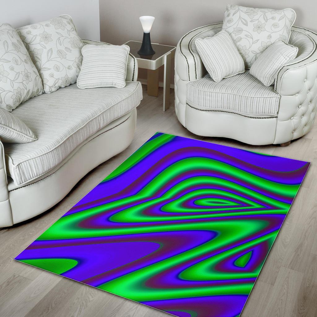 Purple Green Psychedelic Trippy Print Area Rug Floor Decor Teehall