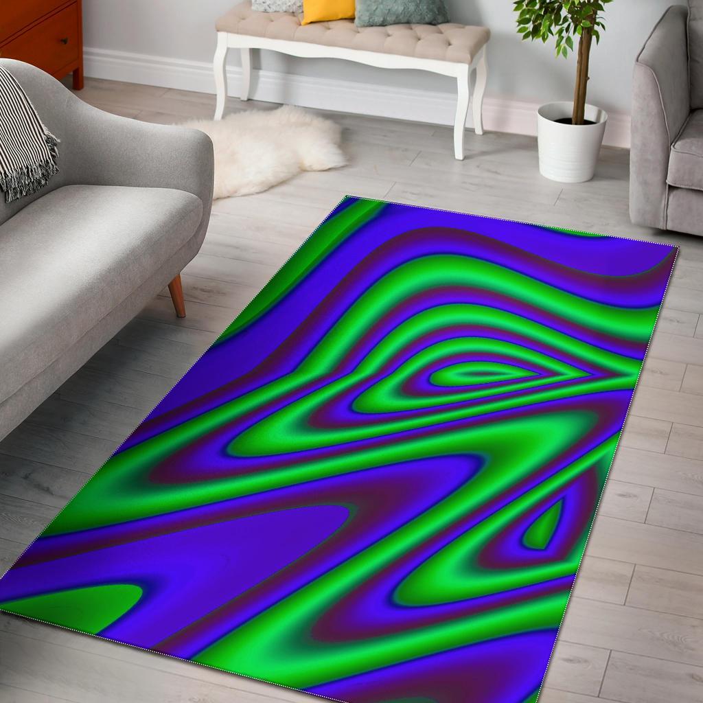 Purple Green Psychedelic Trippy Print Area Rug Floor Decor Teehall