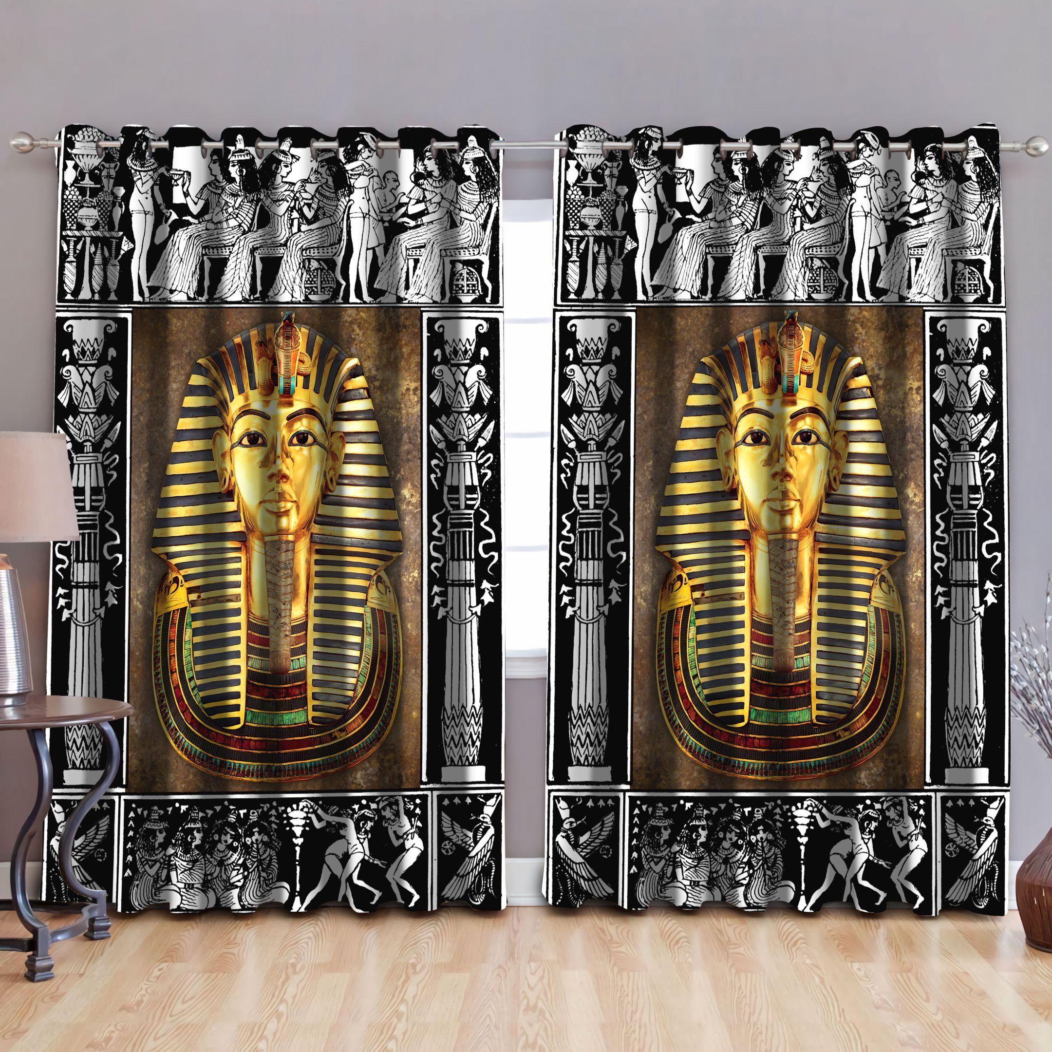 Ancient Egyptian Pharaoh Printed Window Curtain Teehall Live Creatively