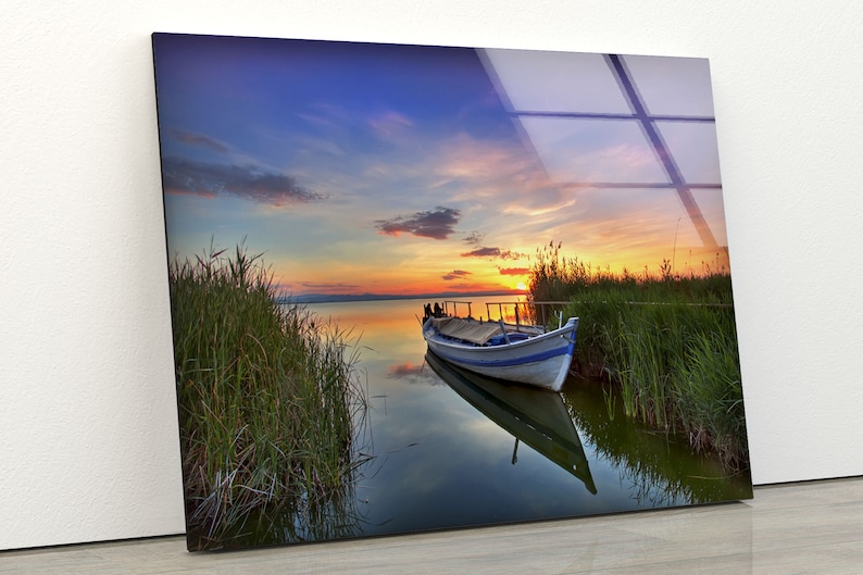 Uv Painted Tempered Glass Wall Art Lake View Wall Art Sunset View Wall